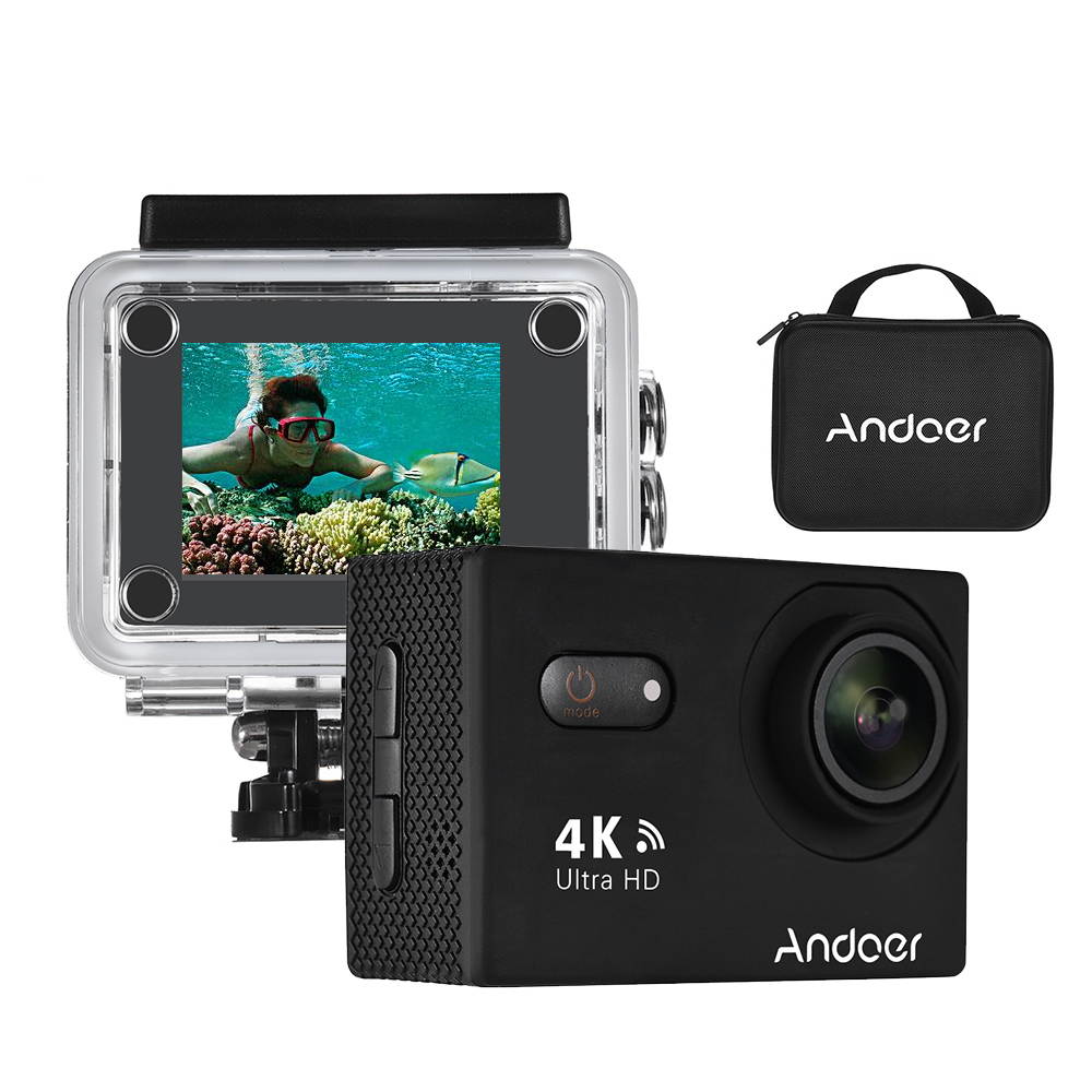 Andoer AN9000 4K 16MP WiFi Action Sports Camera 1080P FHD 2" Touchscreen 170&deg; Wide Angle Lens with Hard Case Support 4X Zoom Waterproof 40m