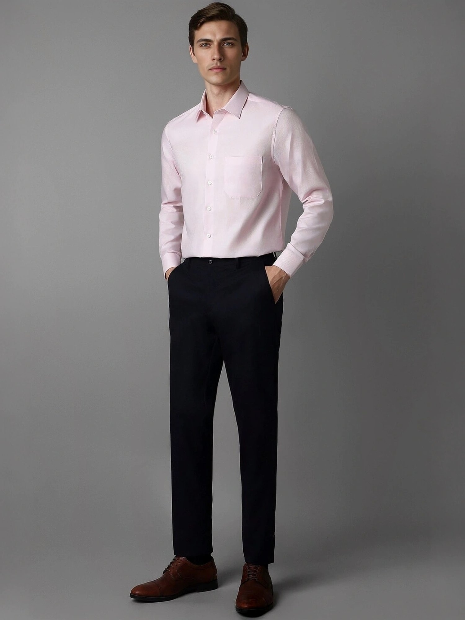 Louis Philippe Black Slim Fit Trousers