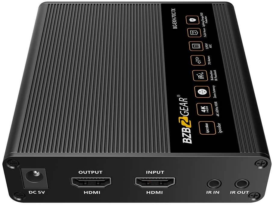 BZBGEAR 4K 18Gbps HDMI Extender with Bi-Directional IR and Zero Latency up to 70m