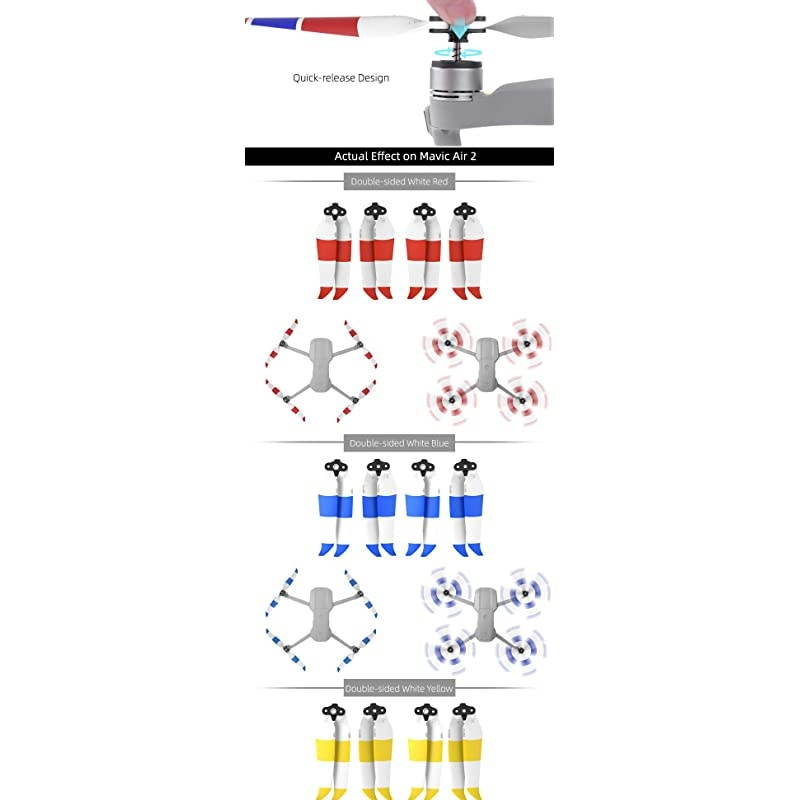 2 Pairs Mavic Air 2 7238F Propellers Low Noise Prop for DJI Mavic Air 2 Accessories Yellow White