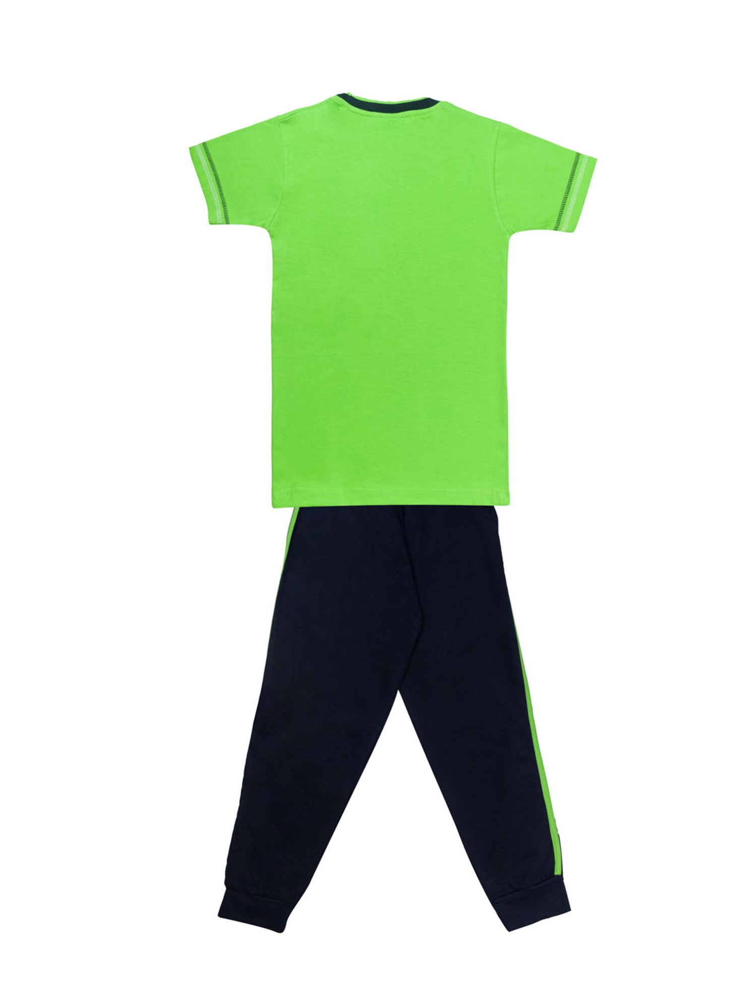 Todd N Teen Kids Printed Green & Navy T-Shirt with Joggers