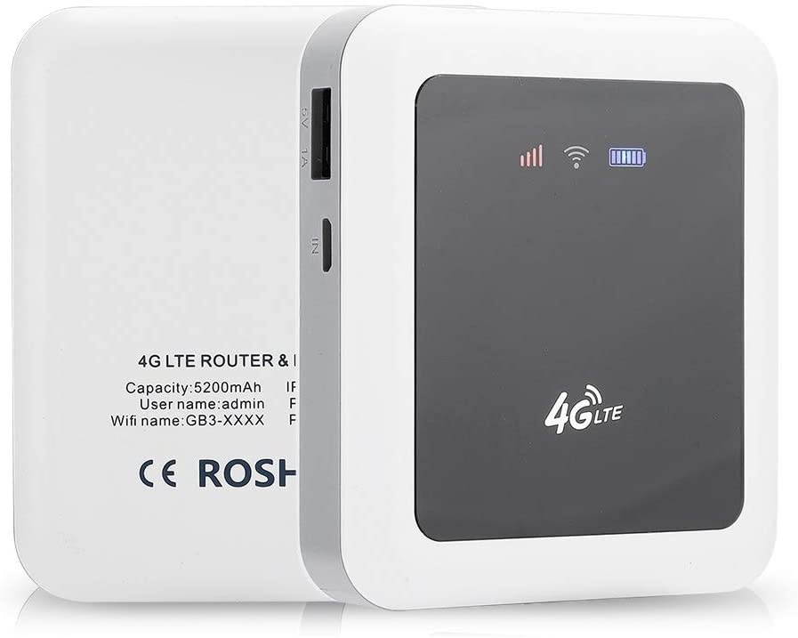 Dpofirs Wireless WiFi RouterMini Portable RouterUniversal Non-SIM-Card White International 4G/3GTravel Routerfor Tablet Phone Laptop Photo Backup/Data Transfer5200mAh Battery