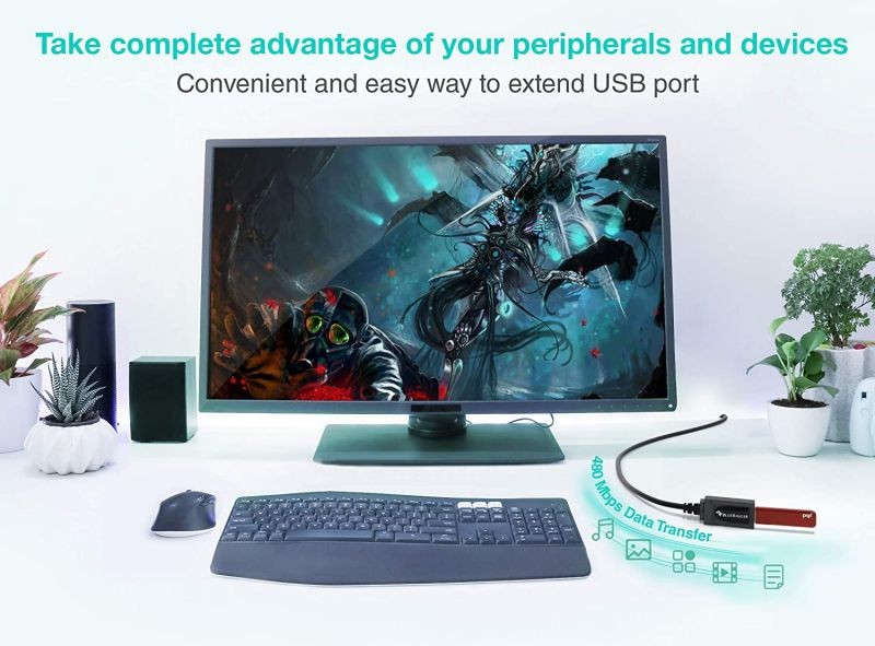 BlueRigger USB Extension Cable 7.5 Meters (25FT Active USB 2.0 Type A Male to A Female Repeater Cable) - for Game Consoles Printer Camera