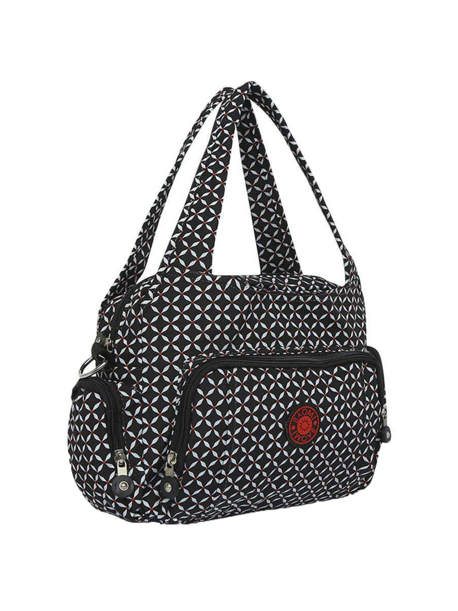 Baomi Black Printed Medium Handbag