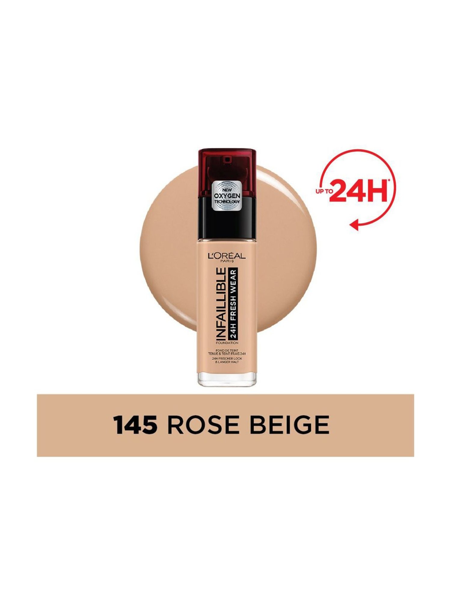 L'Oreal Paris Infallible 32H Fresh Wear Foundation - 145 Rose Beige,30ml