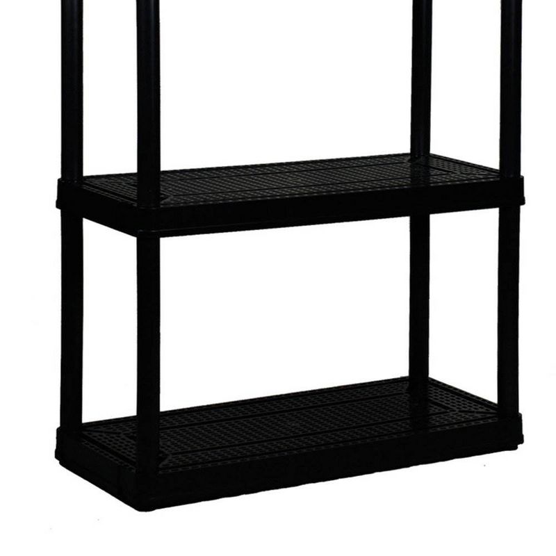 Gracious Living 4 Shelf Tier Medium Resin Indoor & Garage Shelf, Black (2 Pack)
