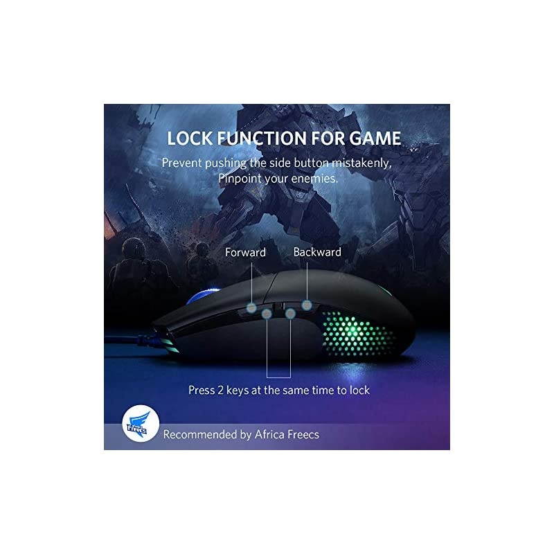 A660 Gaming Mouse Wired 10000 DPI Computer Mice for Laptop with 8 Programmable Buttons RGB Backlight Adjustable DPI Comfortable Grip Mice for Laptop PC MacWindows 7810