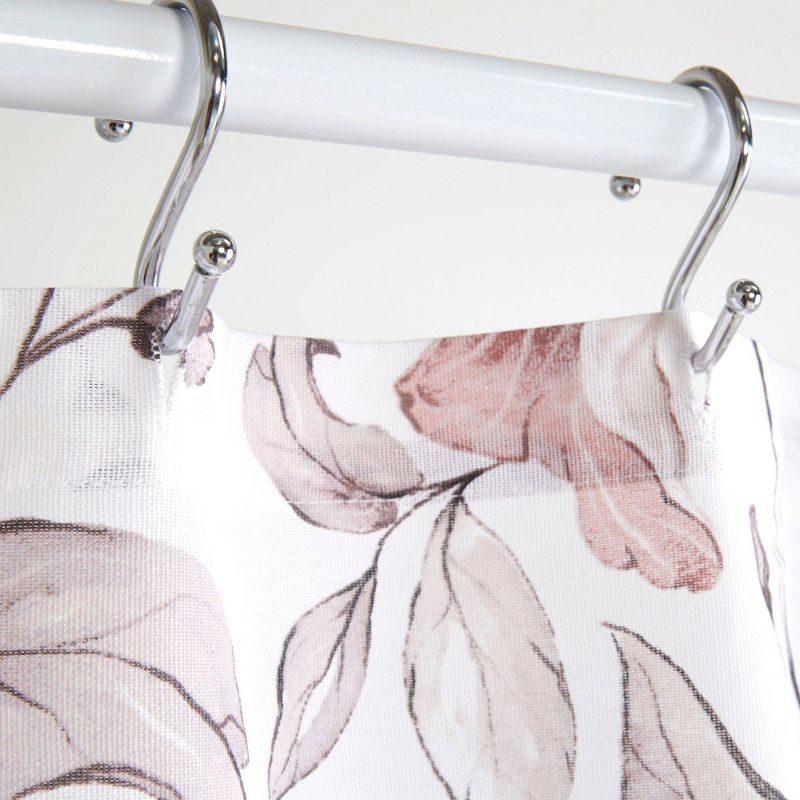 72"x72" Lily Cotton Fabric Shower Curtain Blush - Nicole Miller