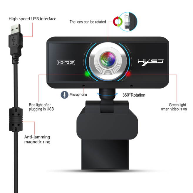 HXSJ S90 720P Manual Focus Distance HD Wired Webcam