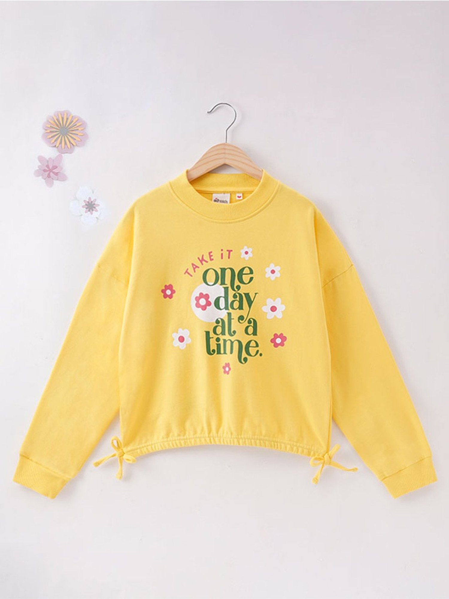 Edheads Kids Yellow Cotton Printed Full Sleeves Sweatshirt
