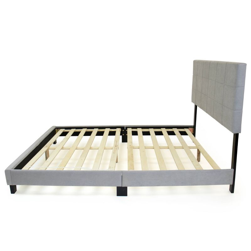 Queen Emerson Upholstered Low Profile Platform Bed Gray - Humble Crew