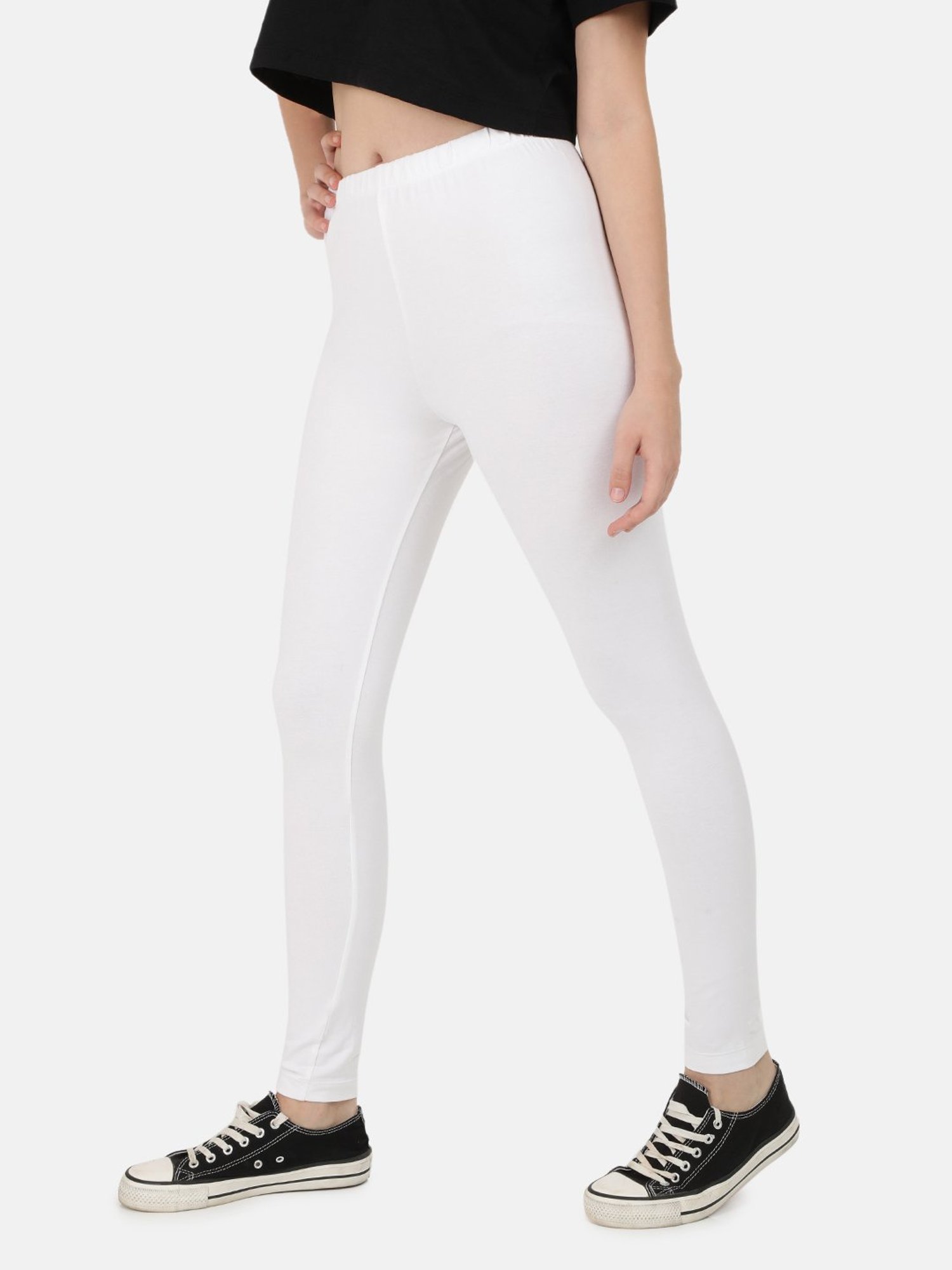 Bene Kleed White Cotton Slim Fit Leggings