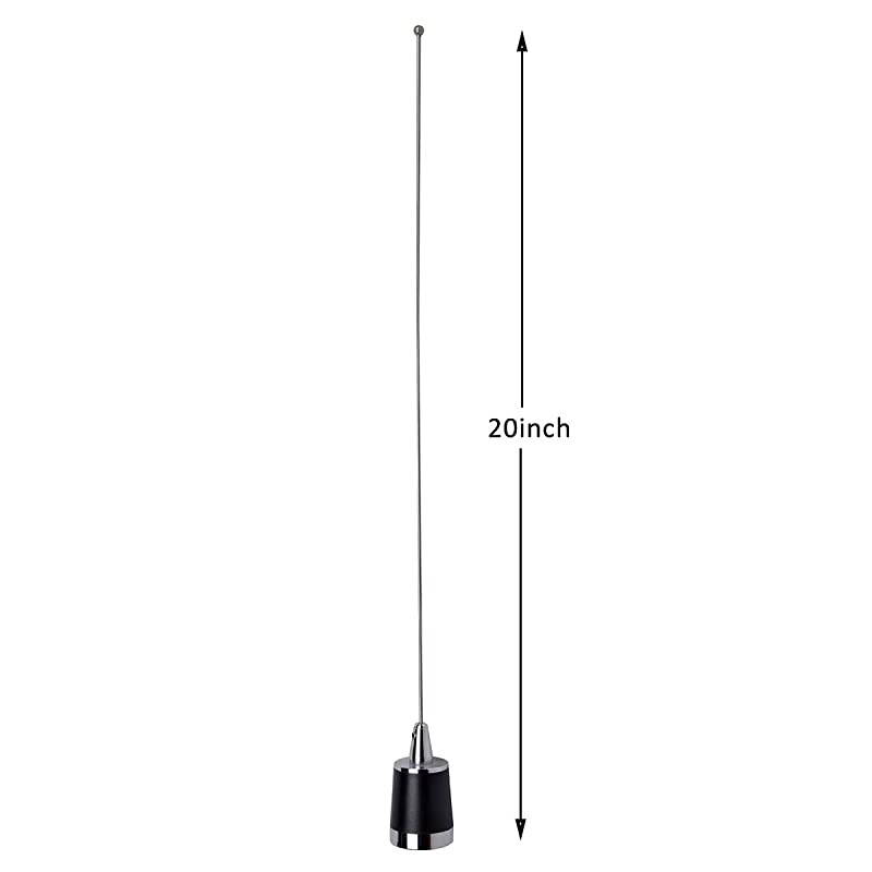 TCJ-N1 Dual Band NMO 144Mhz/430Mhz Mobile FM Tranceiver 2M/70cm Antenna with 13 ft RG58 Coax Cable NMO to UHF PL259 Connector for Yaesu Kenwood HYT Vertex Icom Mobile Radios