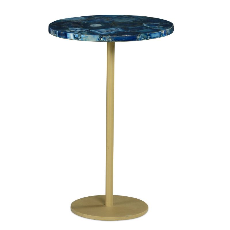 Oceana Round Chairside End Table Agate Blue - Steve Silver Co.