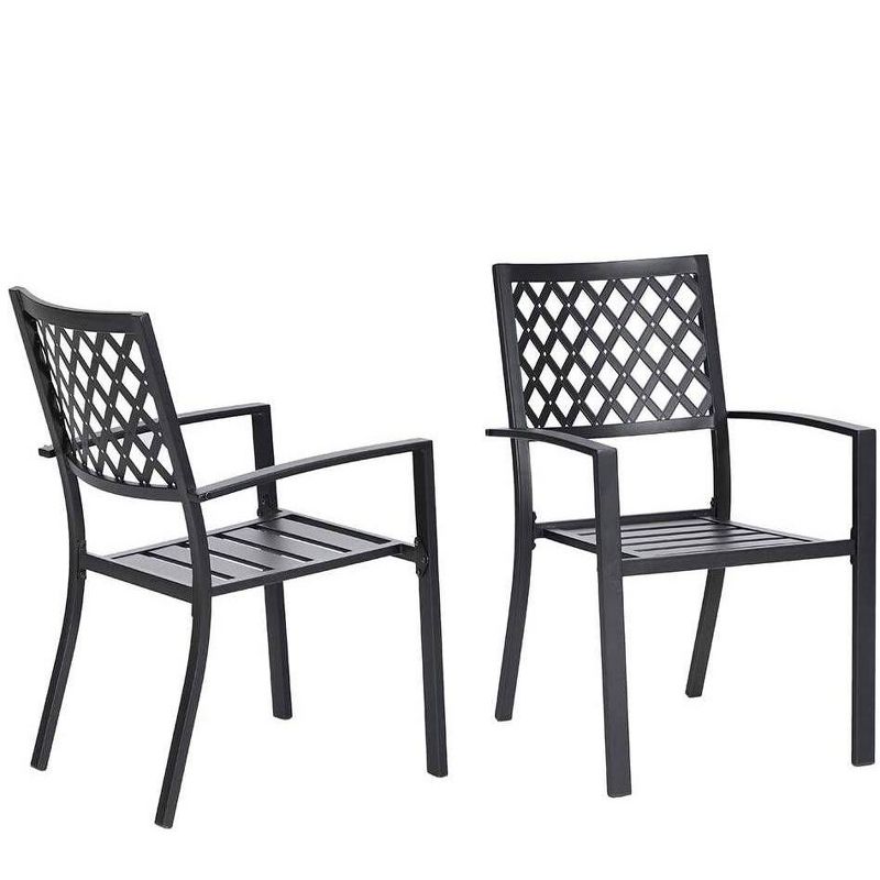 3pc Patio Metal Bistro Set - Black - Captiva Designs