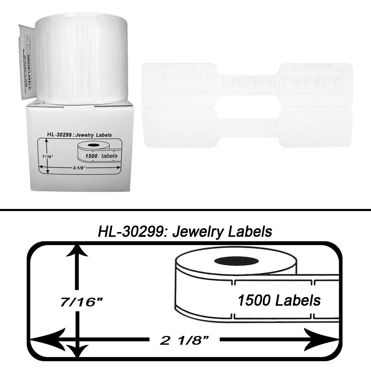 DYMO-Compatible 30299 Jewelry Labels (7/16" x 2-1/8") -- BPA Free! (12 Rolls; 1,500 Labels per Roll)