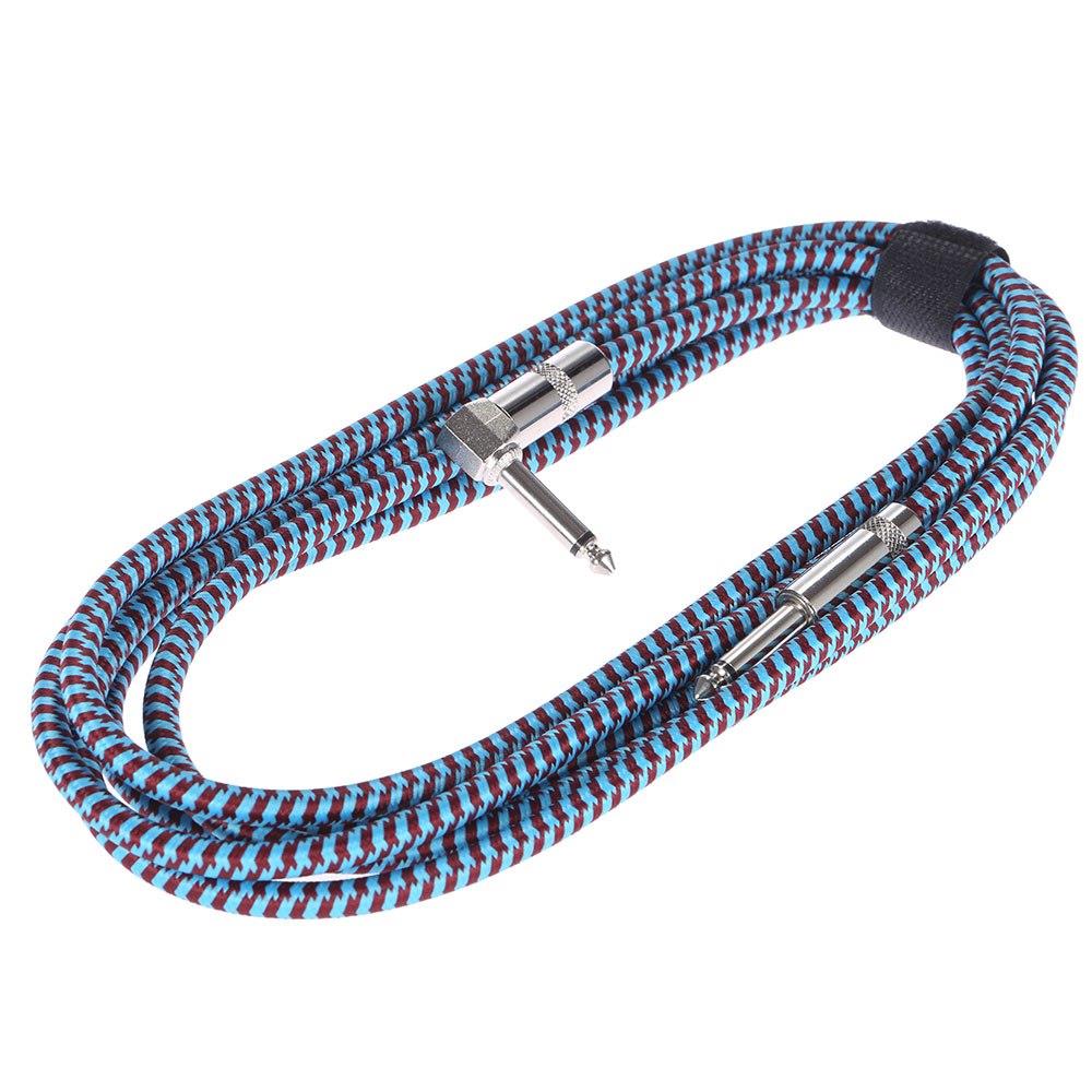 3M / 10 Feet Instrument Guitar Cable Straight to Right Angle 1/4-Inch 6.35mm Plug with Blue Tweed Woven Jacket