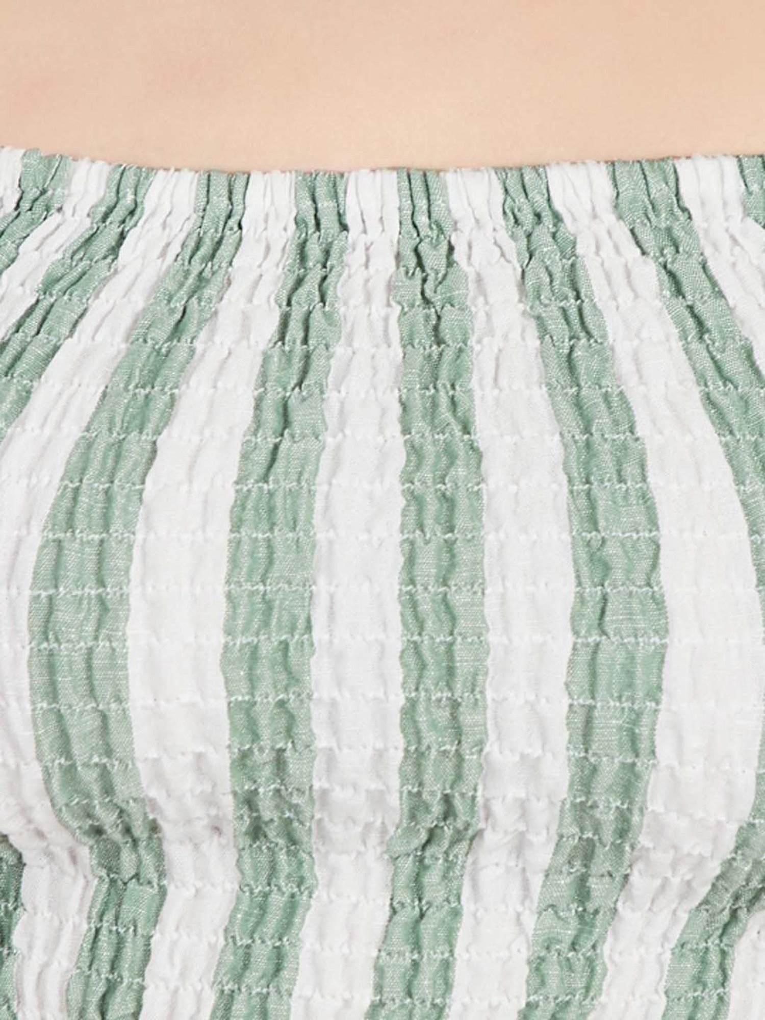 VASTRADO Green Striped Crop Top