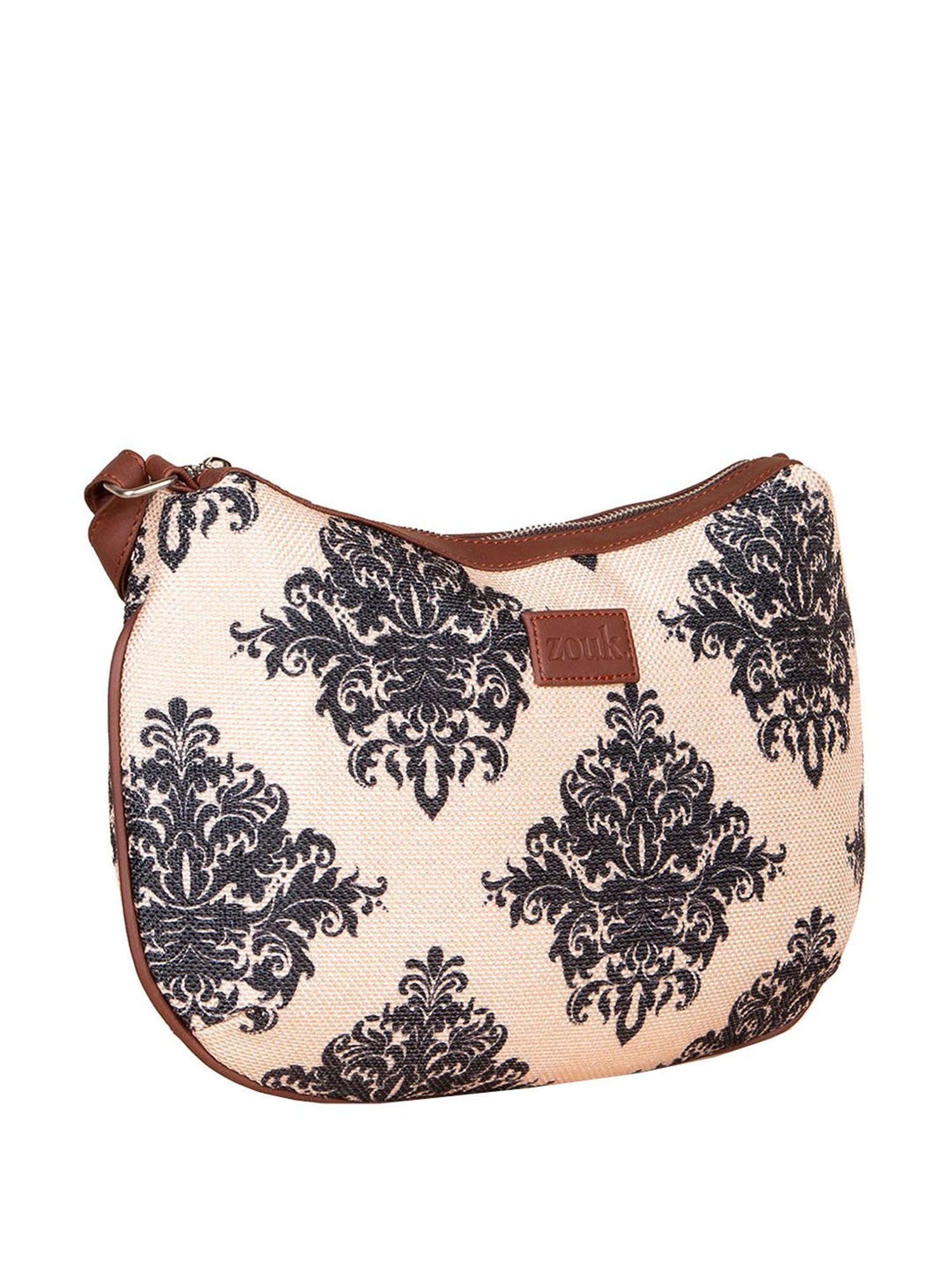 ZOUK Beige Printed Medium Sling Handbag