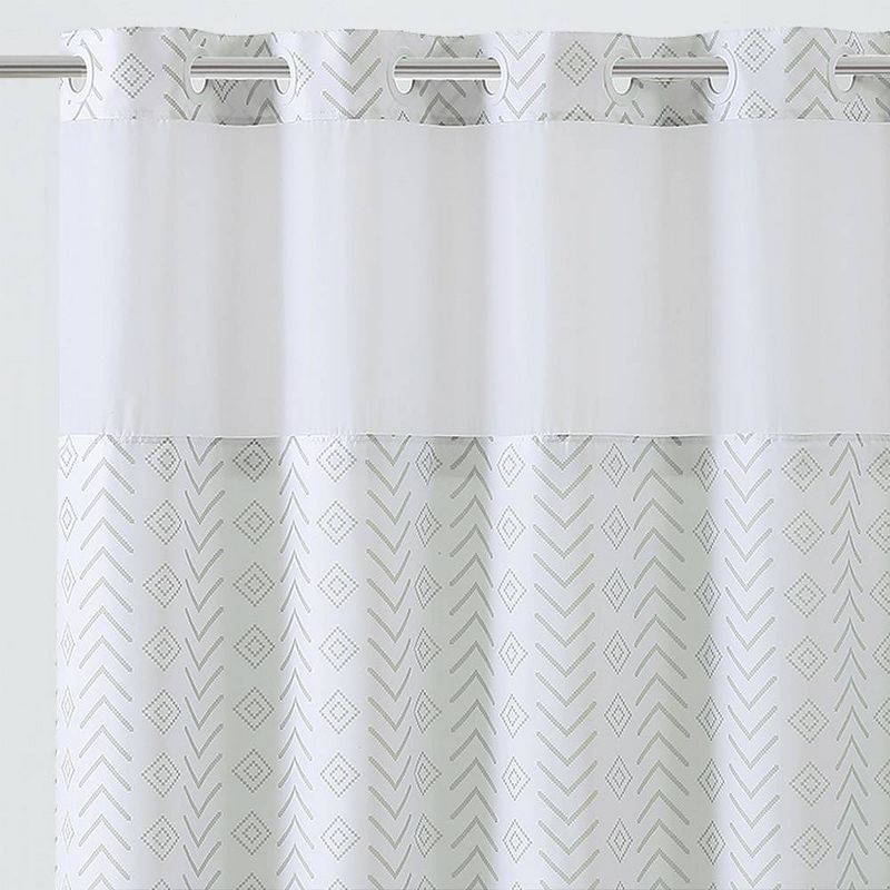Geo Shower Curtain with PEVA Liner Taupe - Hookless