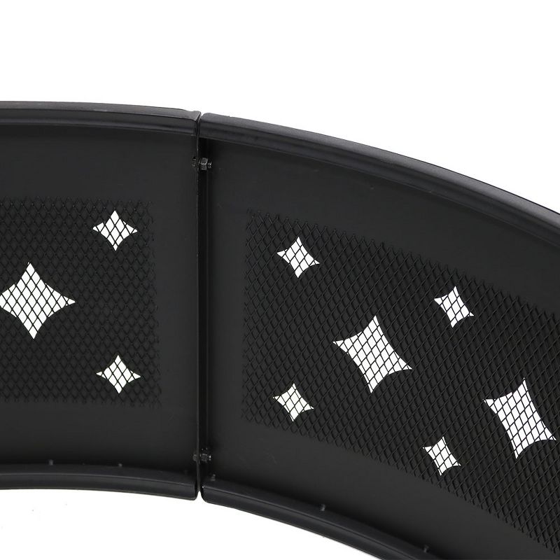 Sunnydaze Outdoor Heavy-Duty Steel Portable Large Round Diamond Cut Out Fire Pit Ring with Log Poker - 36" - Black