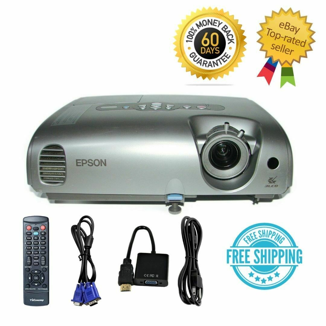 Epson PowerLite 82C 3LCD Projector (Portable) 2000 ANSI Lumens HD 1080i HDMI 1024x768  adapter bundle