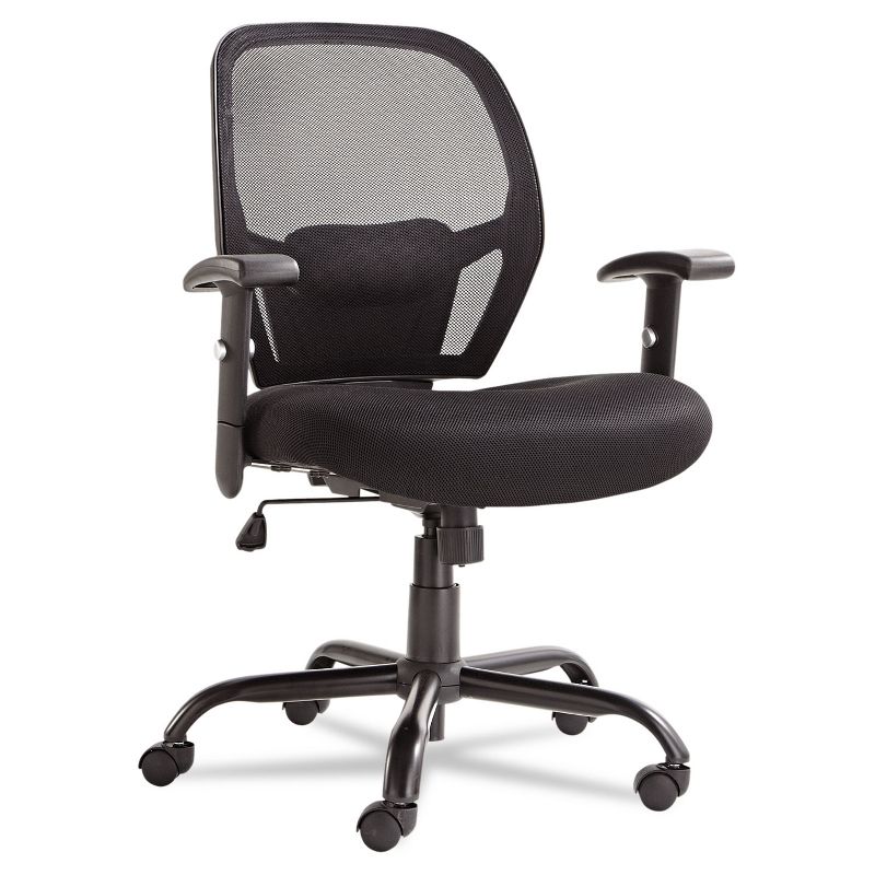 Mesh Sled Base Side Reception Chair with Flip Up Arms Black - Riverstone Furniture