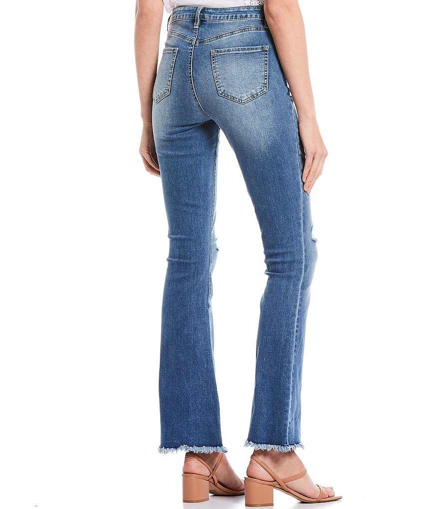 YMI Jeanswear Love Mid Rise Fray Hem Flare Jeans