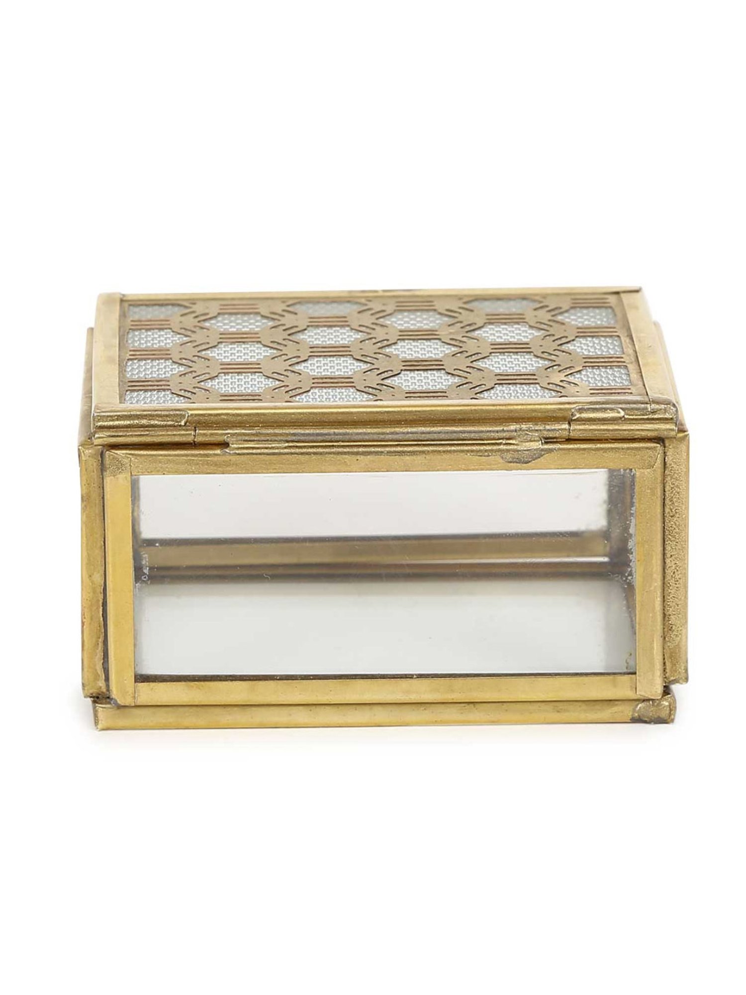 Home4U Gold Glass Small Kaori Antique Box