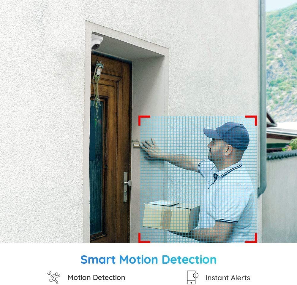 Reolink 5MP PoE Camera (Pack of 2) Outdoor/Indoor Video Surveillance, IP66 Waterproof, Work with Google Assistant, 100ft IR Night Vision, Motion Detection, Support Up to 256GB SD Card, RLC-410-5MP