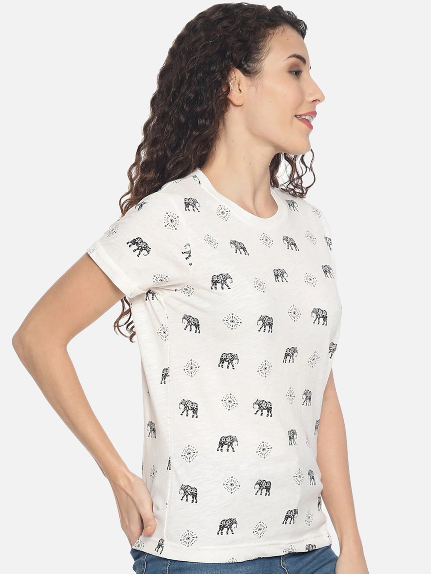 Kryptic Off White Printed T-Shirt