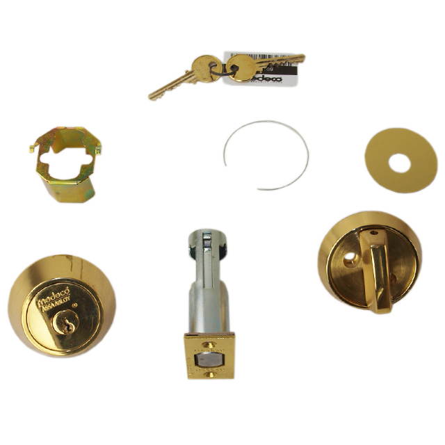 Medeco, 11-0100-05-00, Bright Brass, Single Cylinder Deadbolt, 2-3/8" Backset 00 Keyway HIGH SECURITY