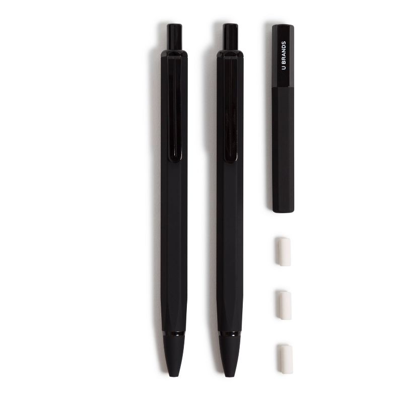 U Brands 2pk Mechanical Pencils Starter Kit Soft Touch Black