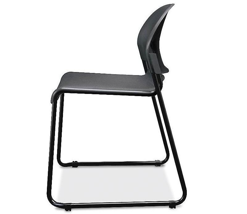 Mesh Sled Base Side Reception Chair with Flip Up Arms Black - Riverstone Furniture
