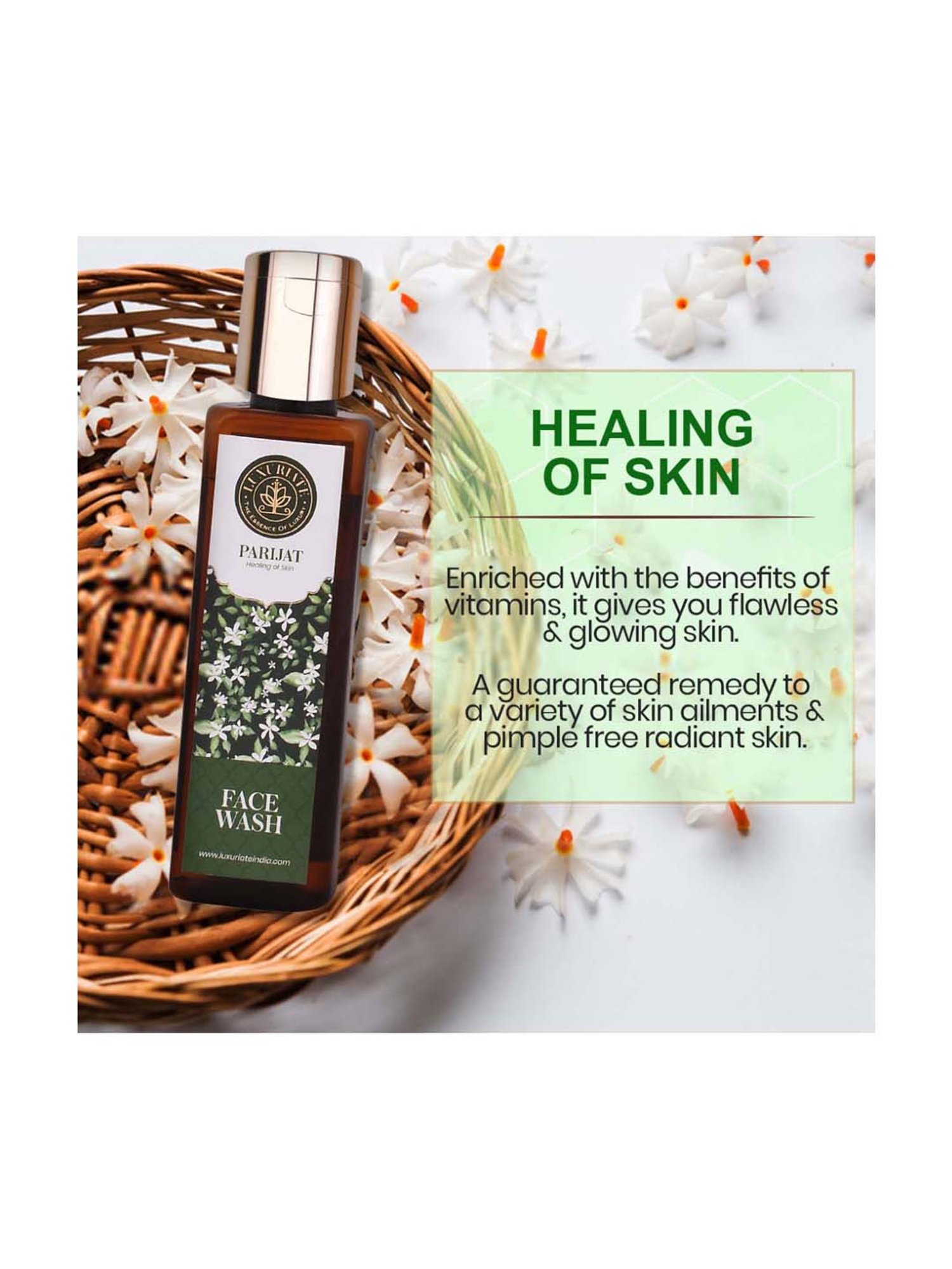 Luxuriate Parijat Face Wash for Healing of Skin & Cleanser - 100 ml
