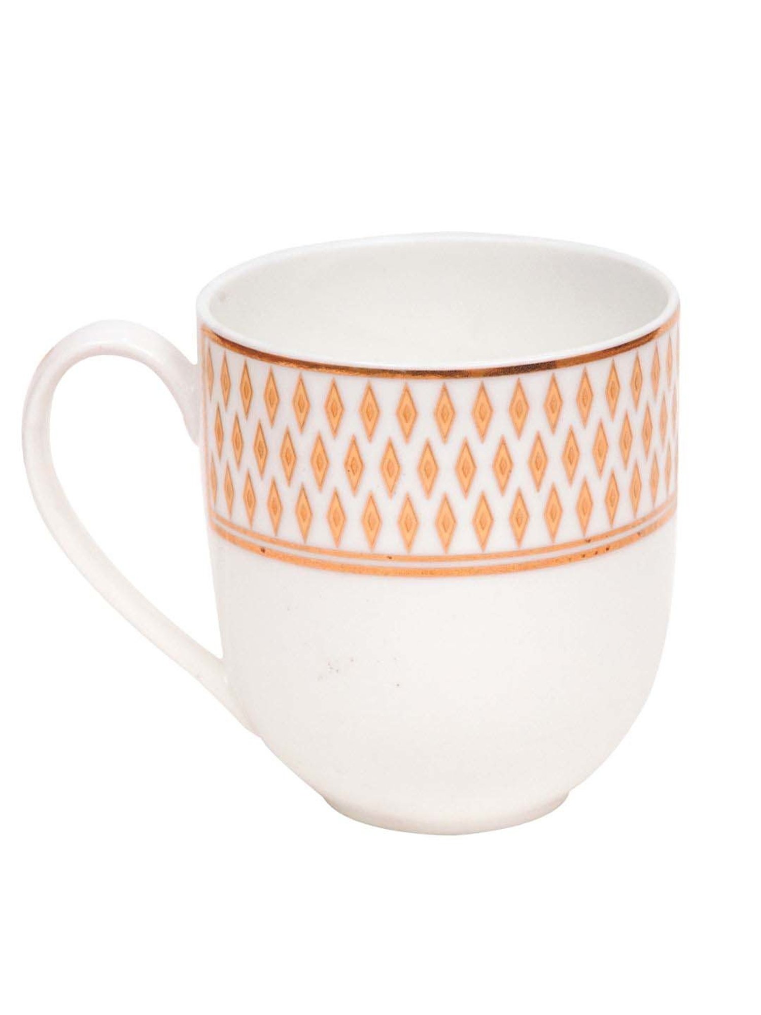 JCPL White & Red Ceramic Coffee Mug (0.18 L) - Set of 6