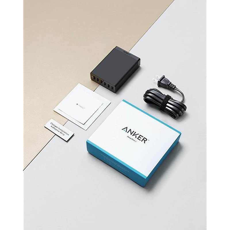 USB Wall Charger  60W 6 Port USB Charging Station PowerPort 6 Multi USB Charger for iPhone XsMaxXRX87Plus iPad ProAir 2MiniiPod Galaxy S9S8S7EdgePlus Note LG HTC and More