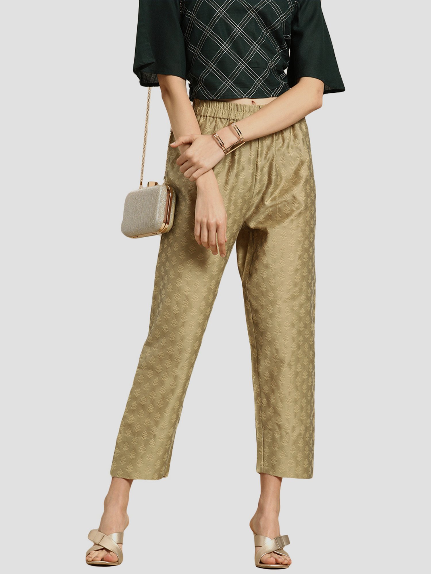 KSUT Golden Embroidered Pants