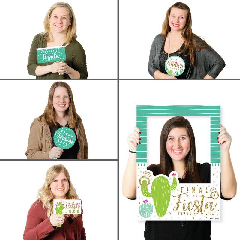 Big Dot of Happiness Final Fiesta - Last Fiesta Bachelorette Party Selfie Photo Booth Picture Frame and Props - Printed on Sturdy Material