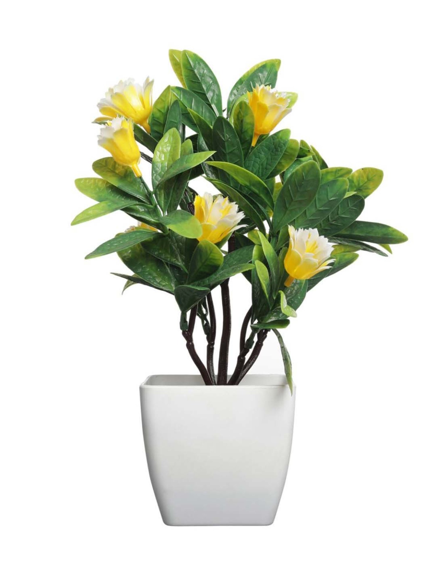 Foliyaj Red & Yellow Plastic Artificial Bonsai Trees - Set of 2