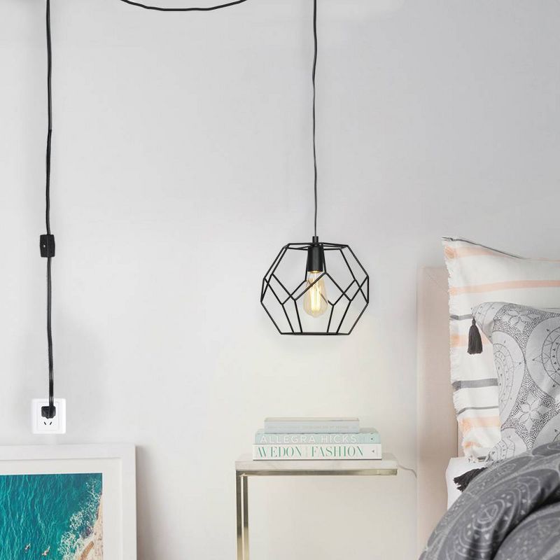 9.75" Metal Swag Pendant Ceiling Light Black - Cresswell Lighting
