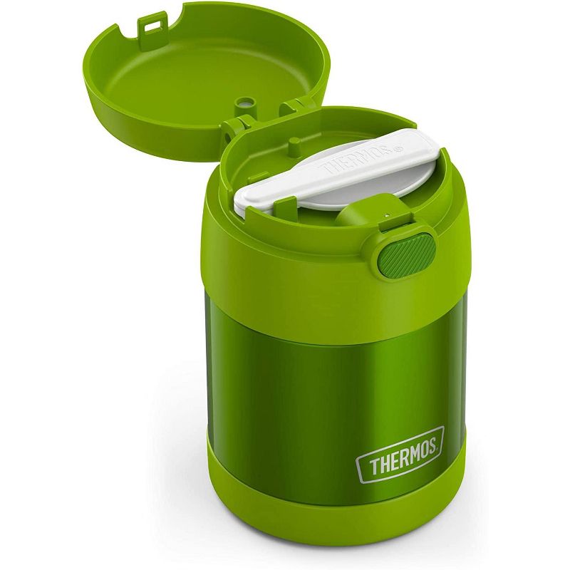THERMOS FUNTAINER 10 Ounce Stainless Steel Vacuum Insulated Kids Food Jar with Folding Spoon, Lime