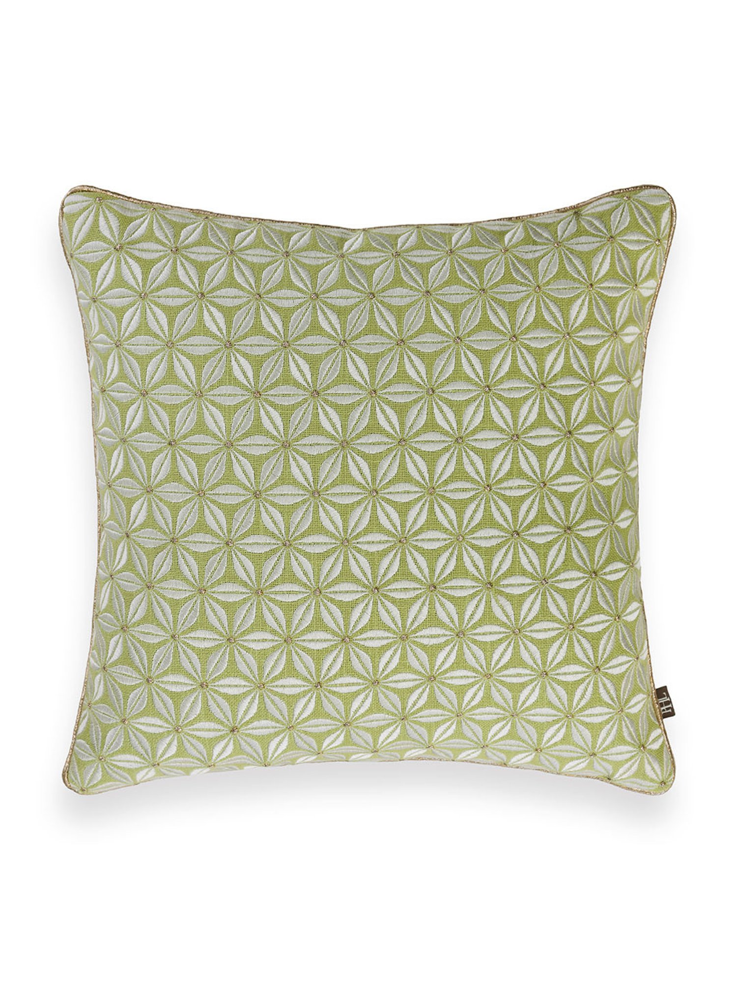 Pure Home and Living Green Cotton Embroidery Cushion Cover