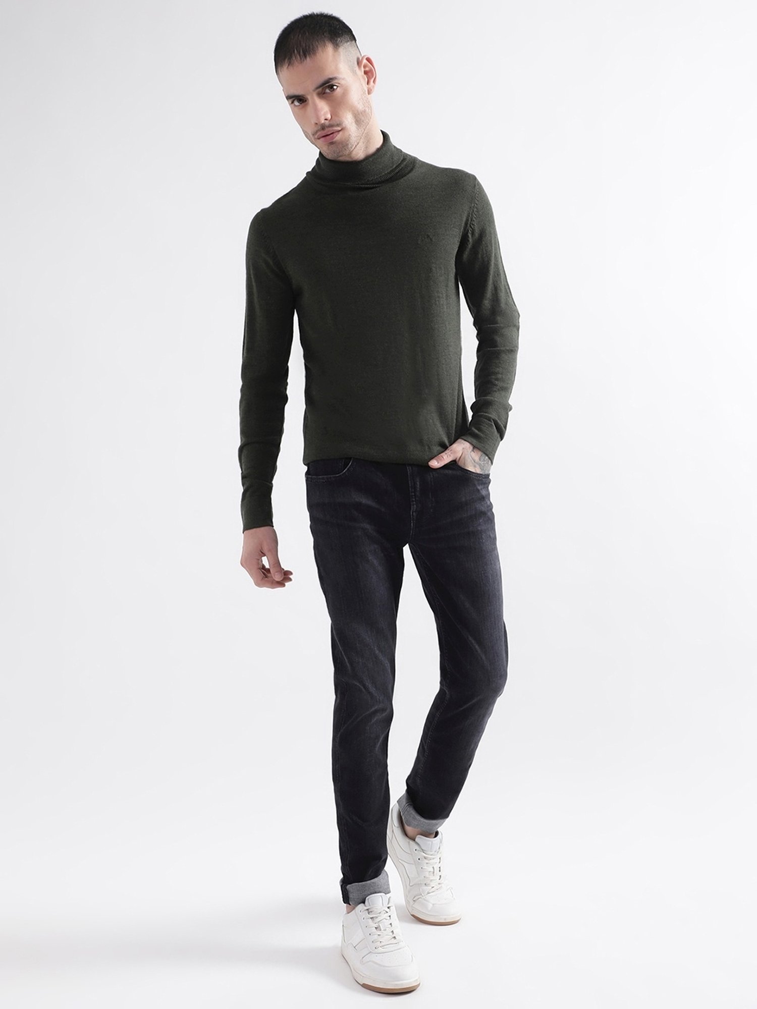 Lindbergh Dark Army Slim Fit Sweater