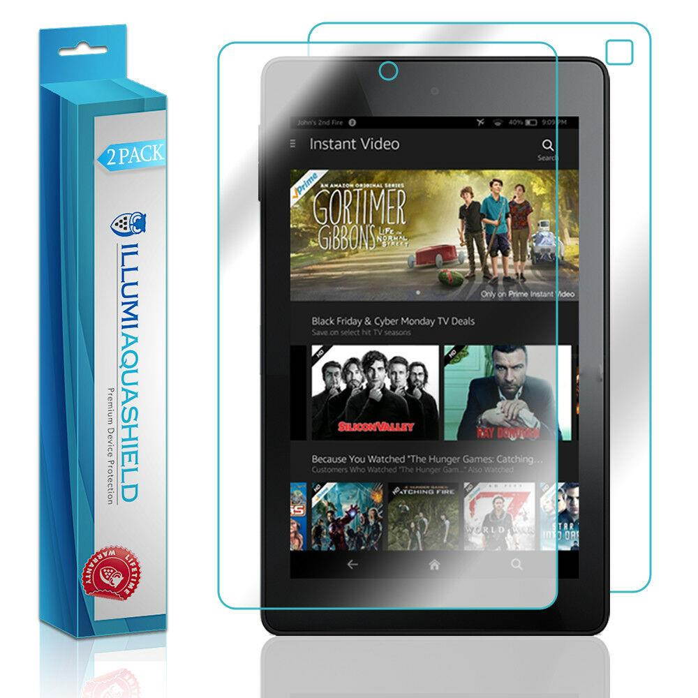 2x iLLumi AquaShield HD Front Screen + Back Protector Cover for Amazon Fire HD 6