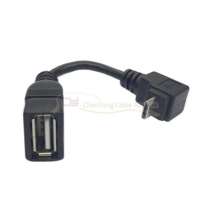 90 Degree Up Angled Micro USB Male to USB 2.0 Female Host OTG Cable for Phone Keyboard Mouse 10cm