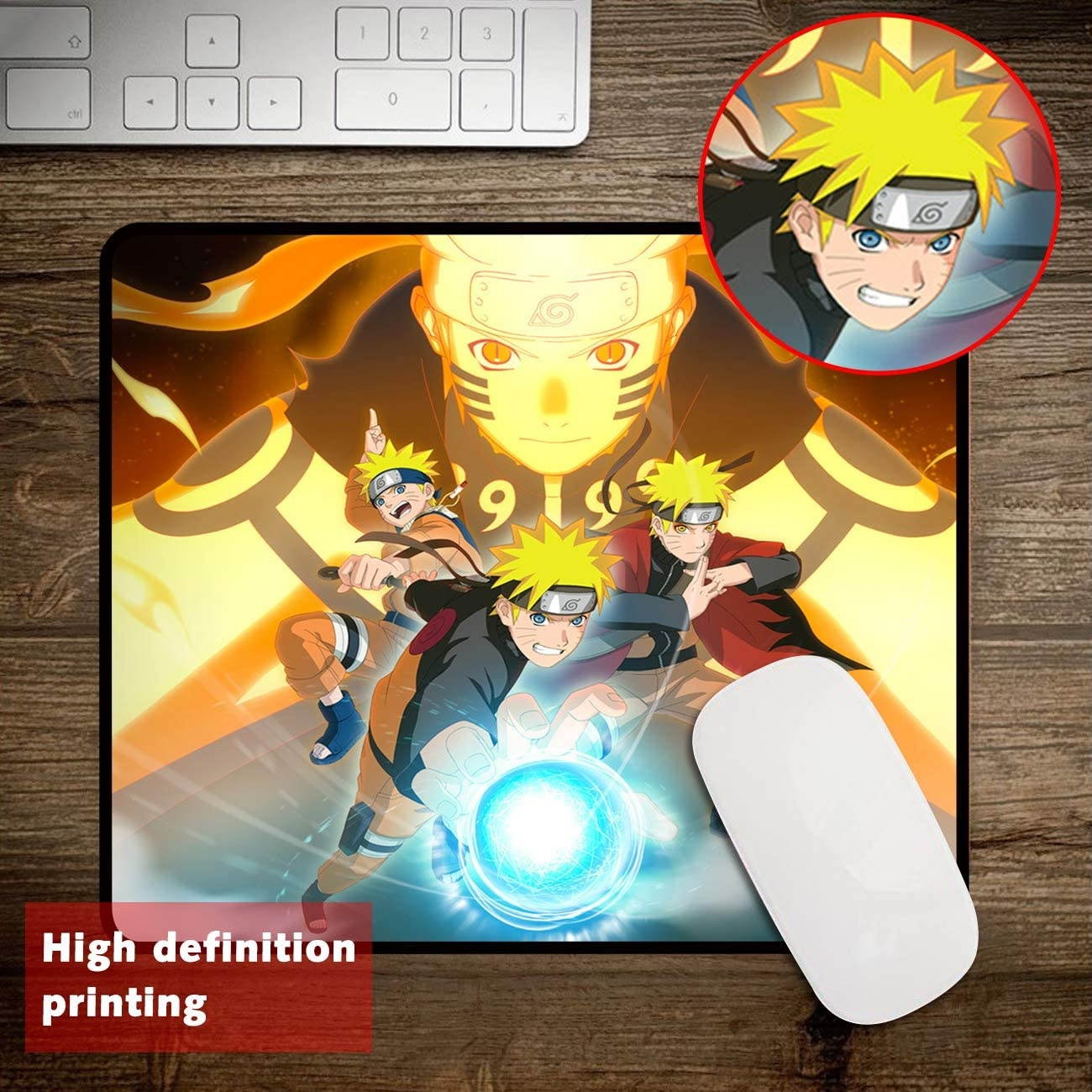 Anime Naruto Gaming Mouse Pad 9.8X11.8X0.12 Inch Stitched Edges Waterproof Mousepad Pixel-Perfect Mouse Mat