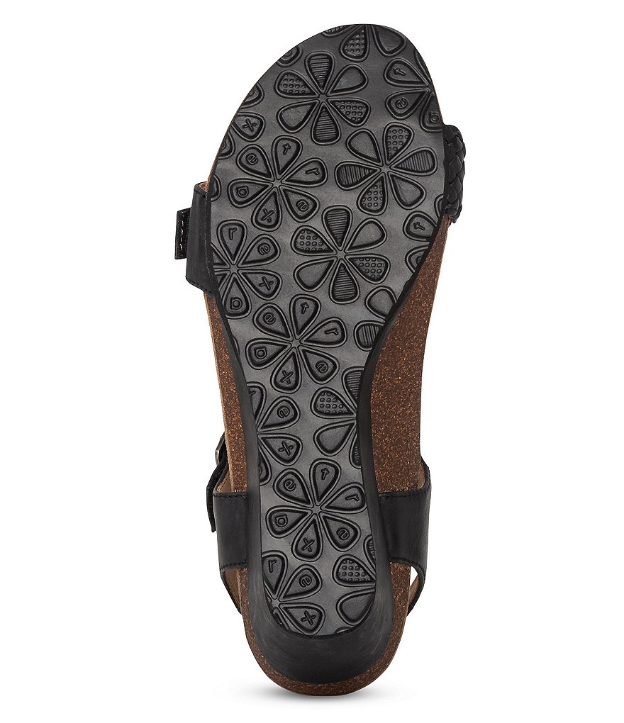 Aetrex Grace Woven Leather Wedge Sandals