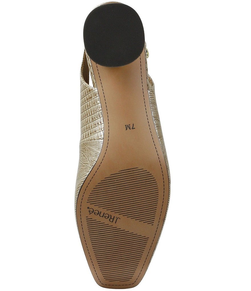 J. Renee Taveta Lizard Embossed Slingback Block Heel Pumps
