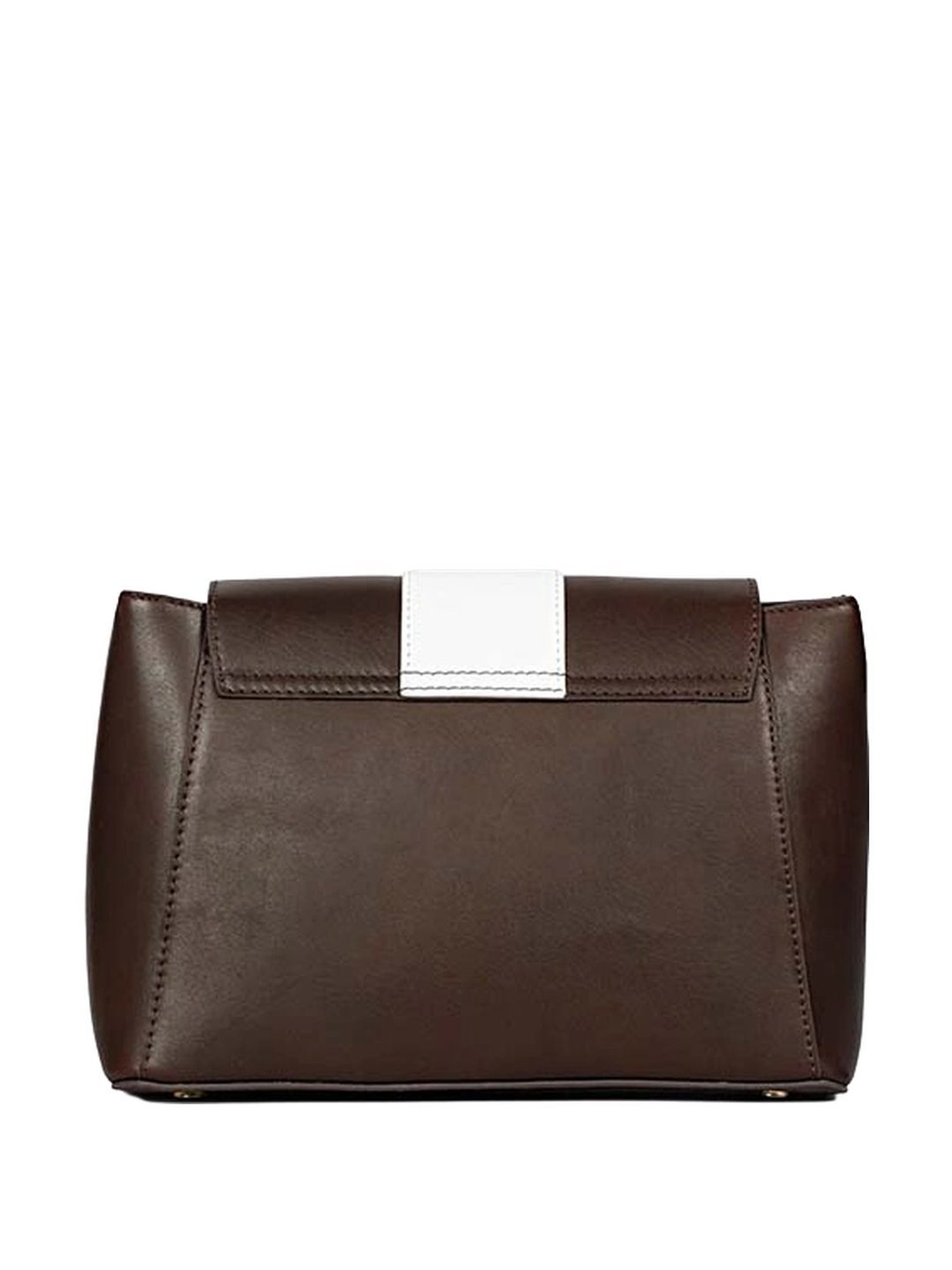 Saint G Brown & White Solid Small Shoulder Handbag